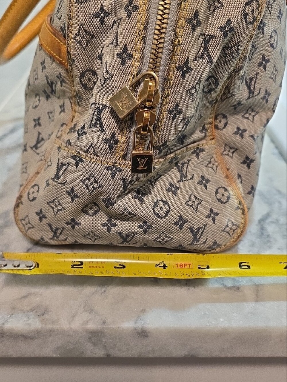 Louis Vuitton Mini Lin Marie Satchel with Tan Leather Trim - Picture 12 of 16
